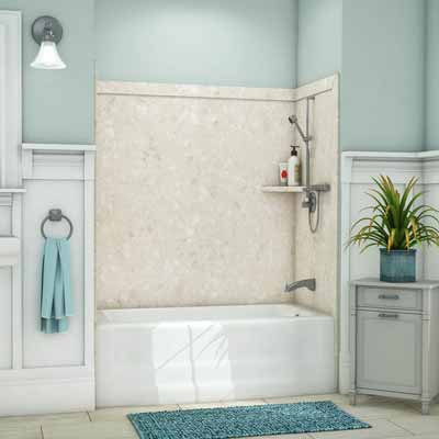 Shower with glass door