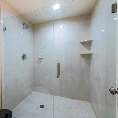Shower with glass door